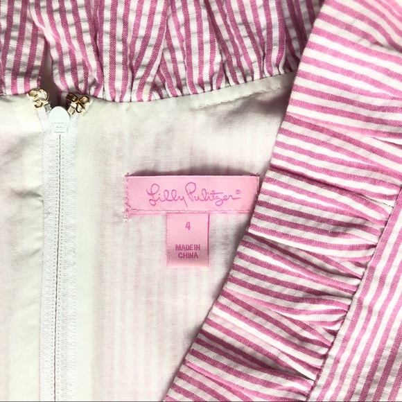 Lily Pulitzer | Striped Pink & White Ruffled Dress - Picture 3 of 7